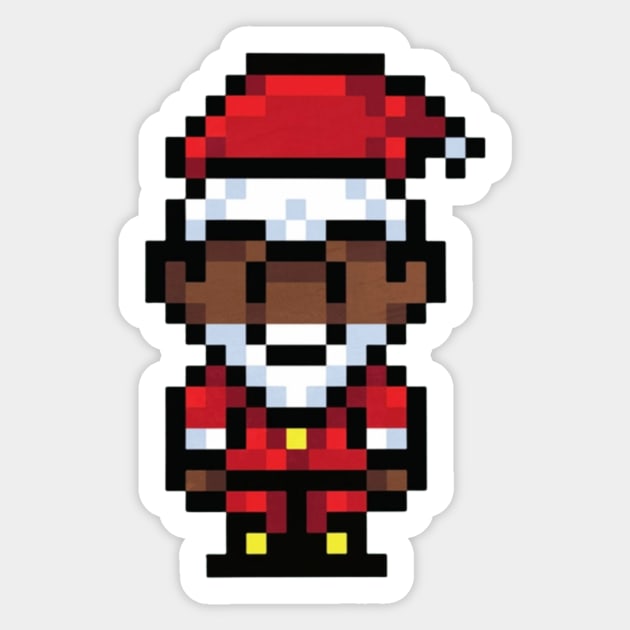 Black Santa Claus pixel art t-shirt design Sticker by CharactersFans